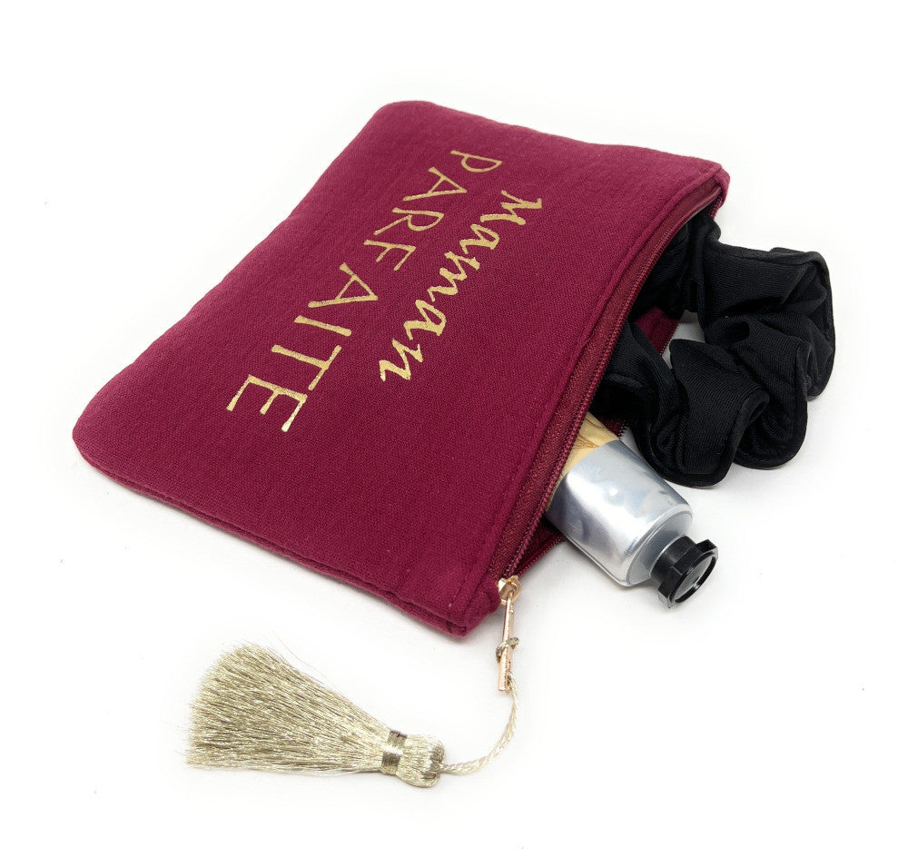 Trousse pochette en gaze de coton COCOON Maman Parfaite Rouge garance