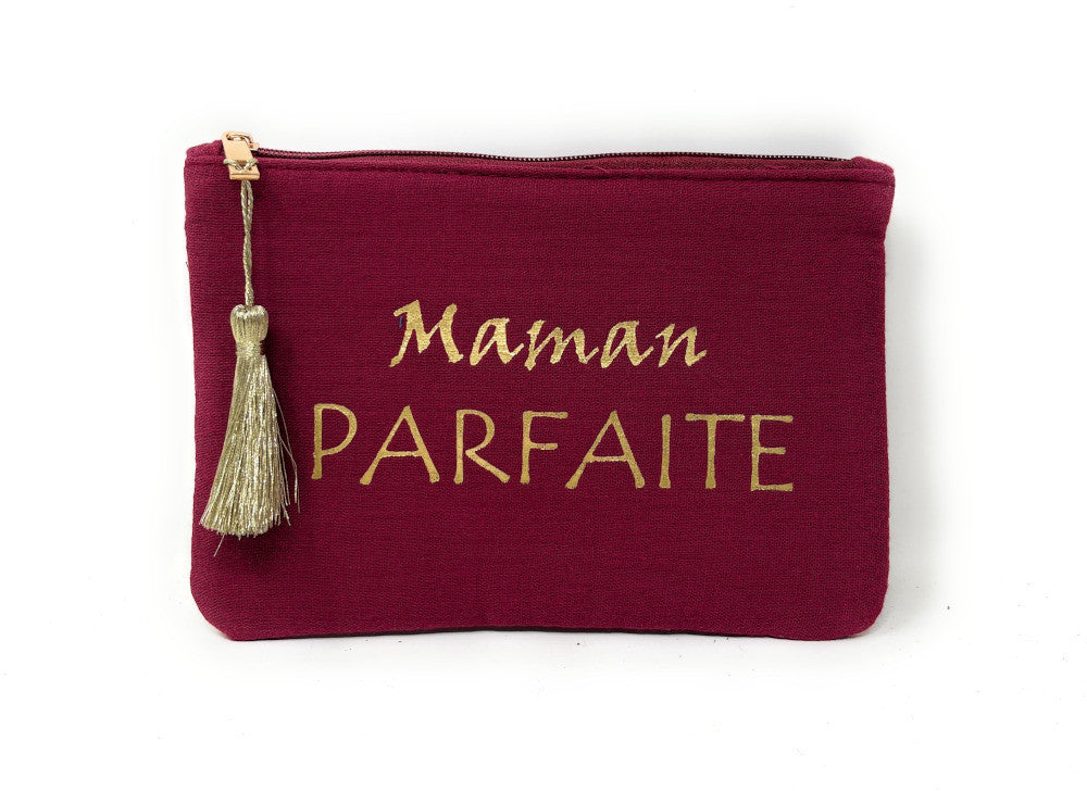 Trousse pochette en gaze de coton COCOON Maman Parfaite Rouge garance
