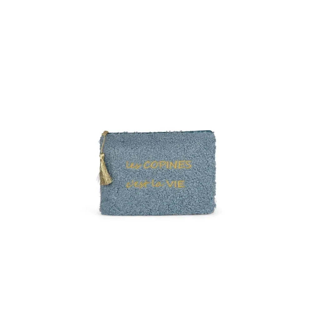 Trousse pochette en peluche PILOU COP'S Bleu glacier