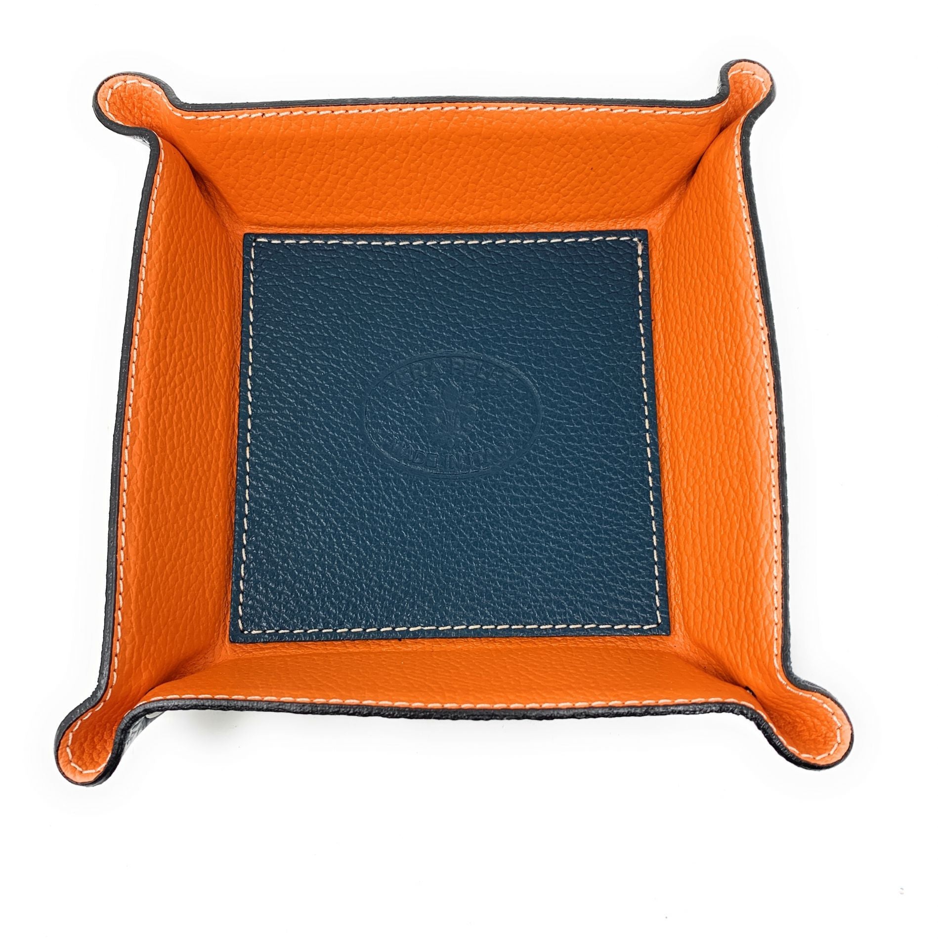 Vide poche en cuir SQUARE Bleu vert canard