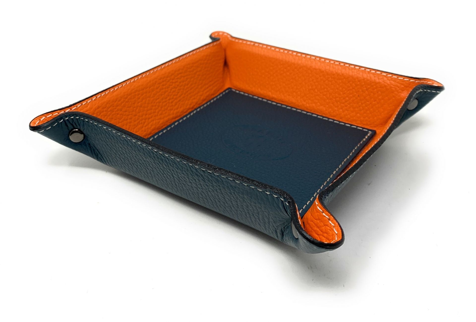 Vide poche en cuir SQUARE Bleu vert canard