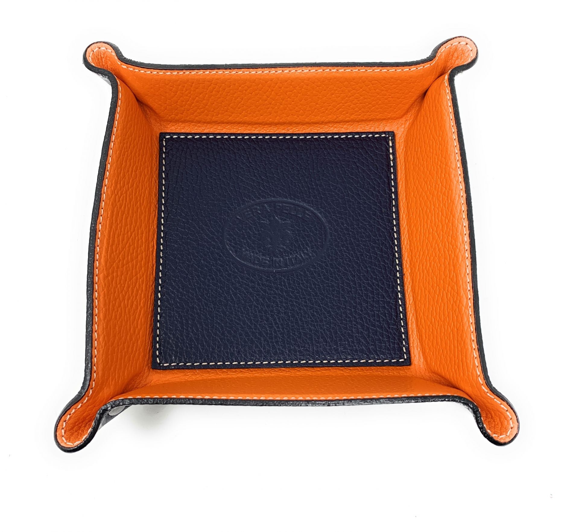 Vide poche en cuir SQUARE Bleu marine