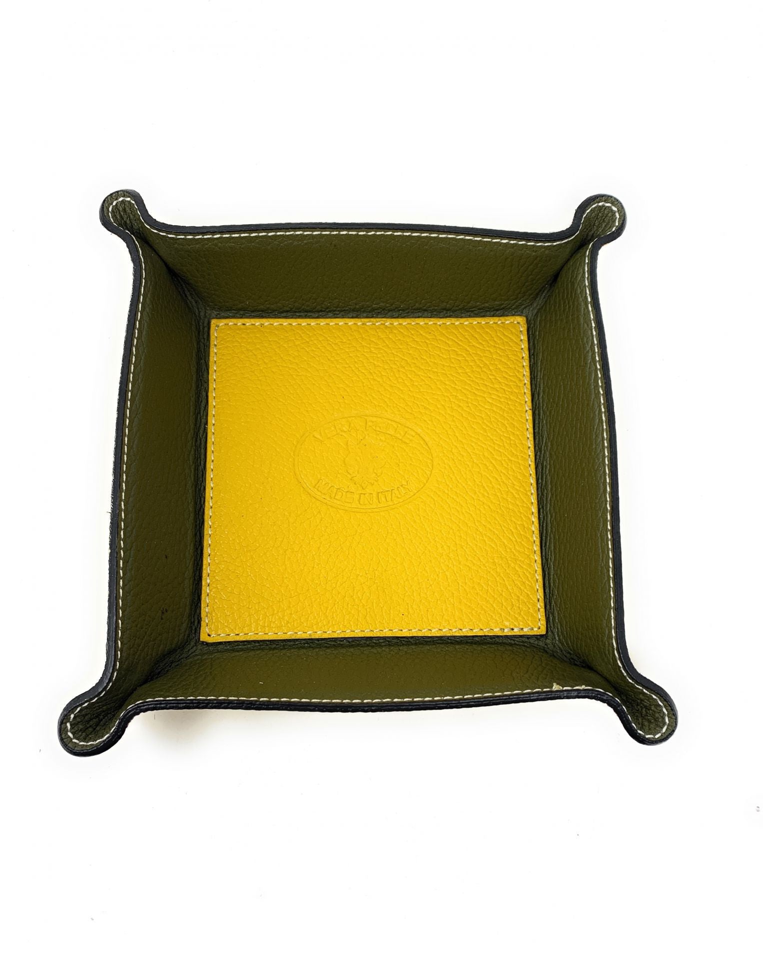 Vide poche en cuir SQUARE Jaune Moutarde