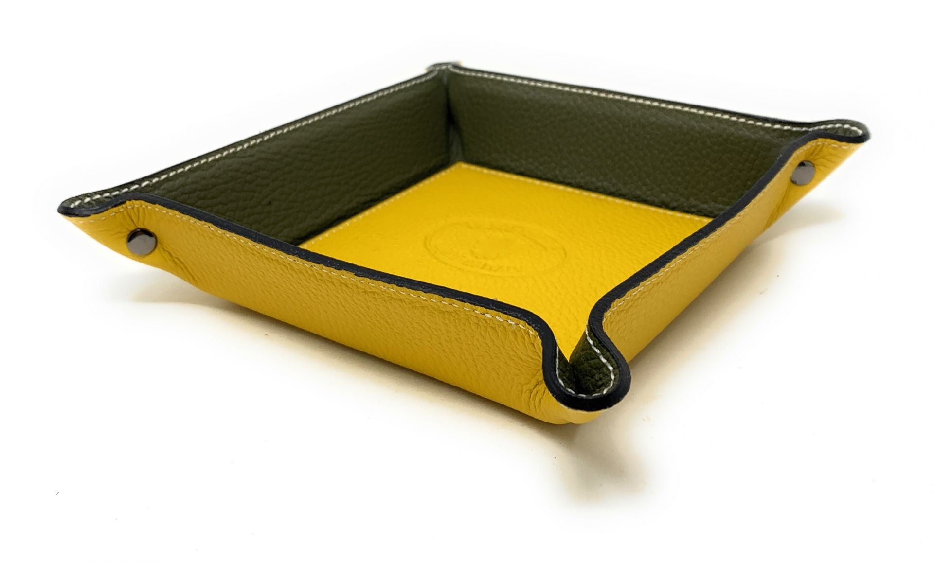 Vide poche en cuir SQUARE Jaune Moutarde