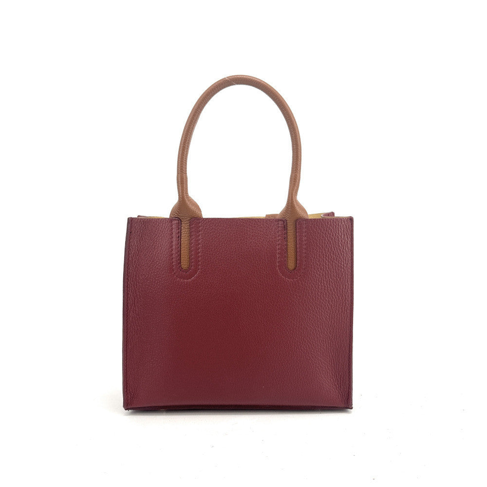Sac cabas en cuir grainé VOLTAIRE Rouge foncé