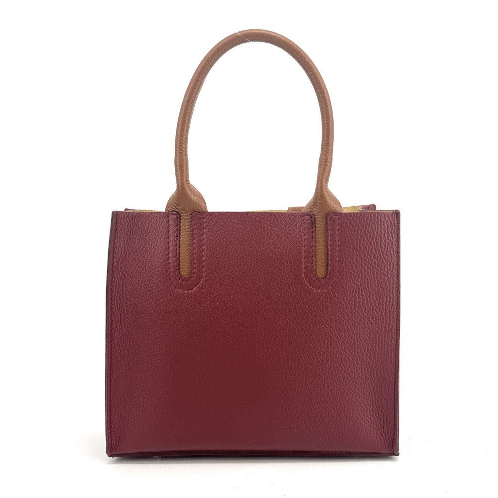 Sac cabas en cuir grainé VOLTAIRE Rouge foncé