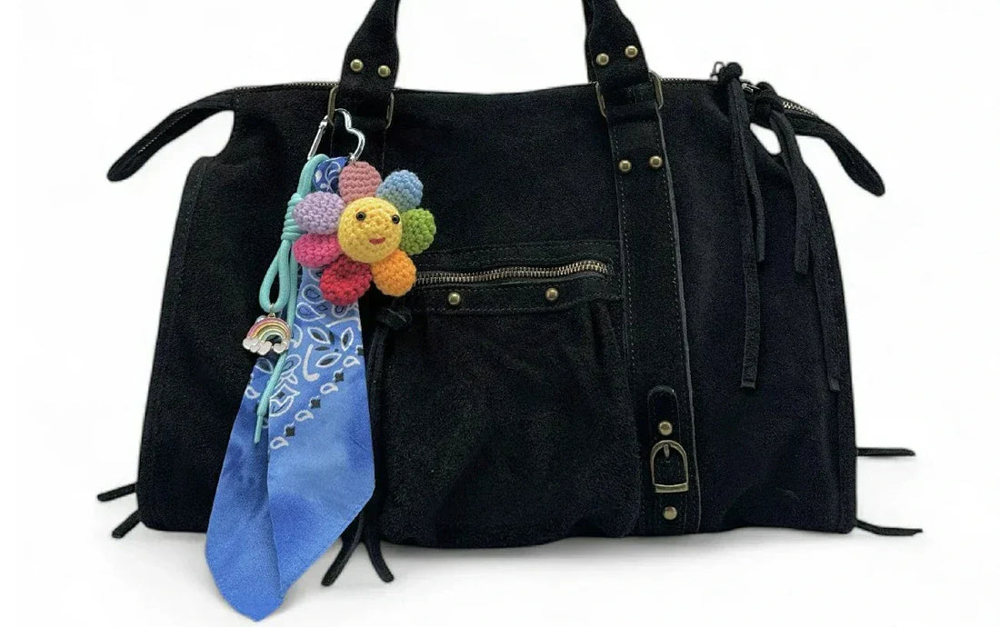 sac-a-main-sandstorm-noir-porte-cle-foulard-fleur-arc-en-ciel