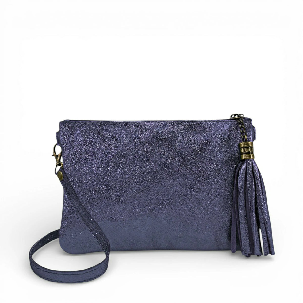MORGANE iridescent leather clutch bag Starry Night