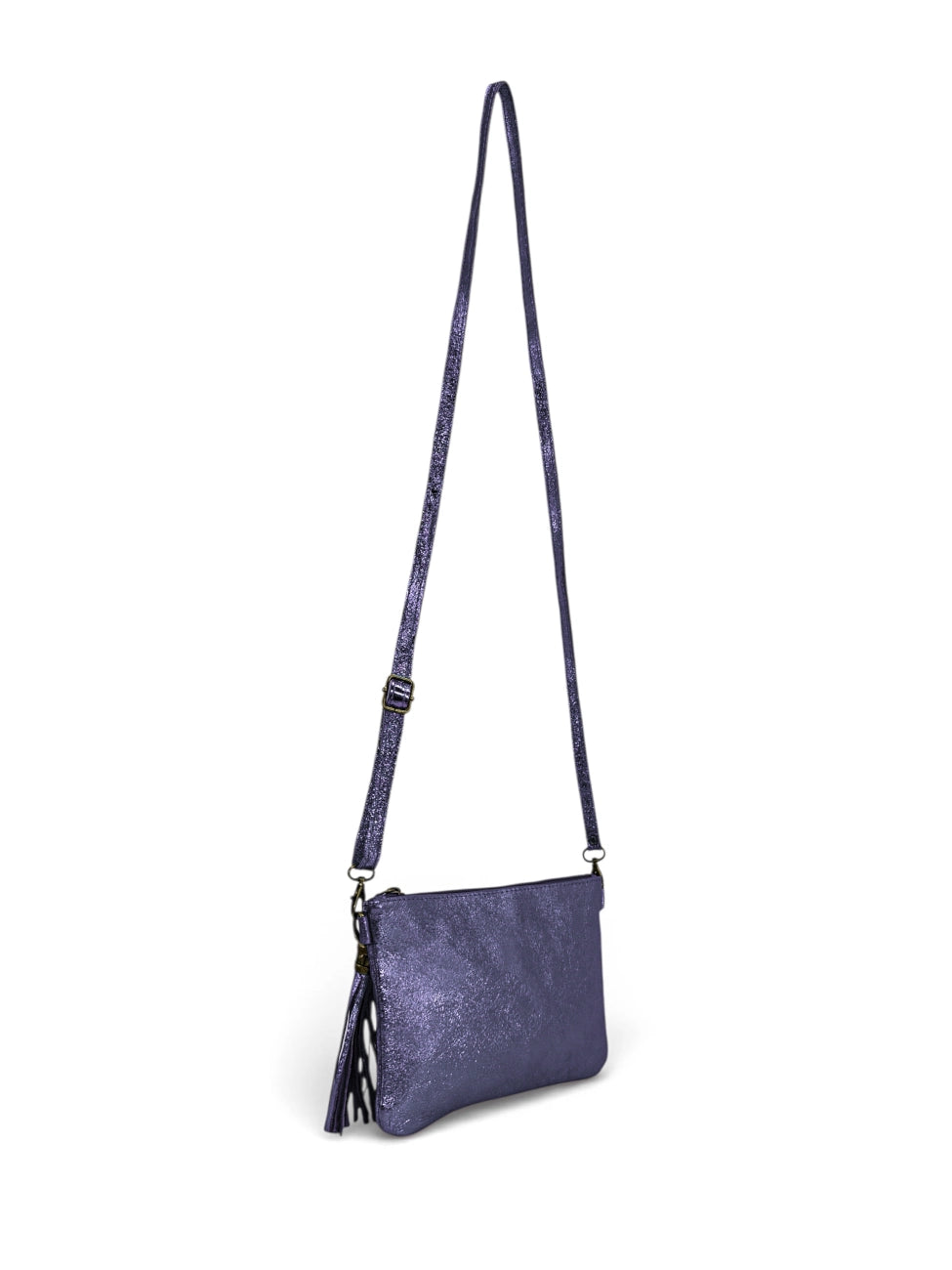 MORGANE iridescent leather clutch bag Starry Night