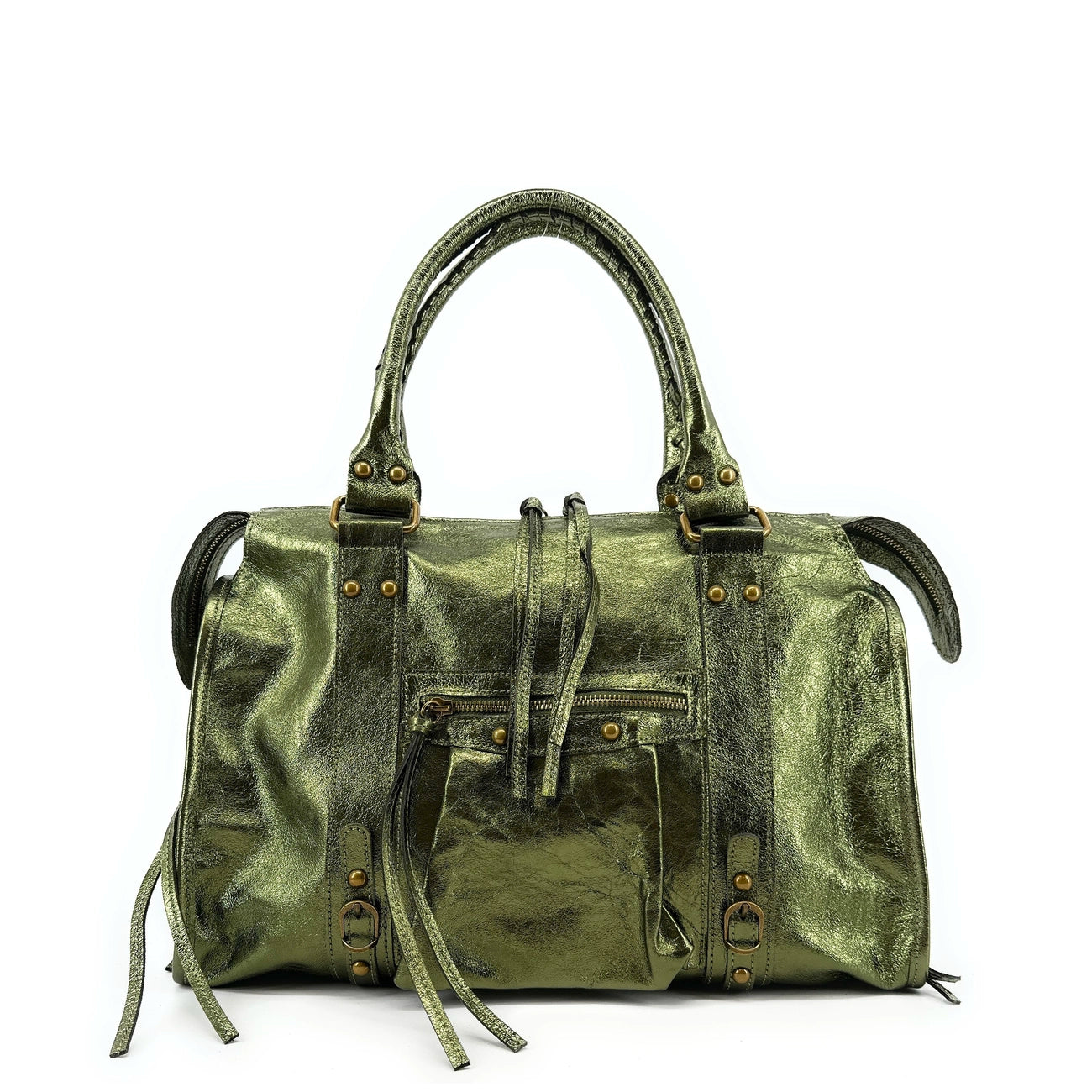 Bolso de mano en piel tornasolada SANDSTORM Caqui