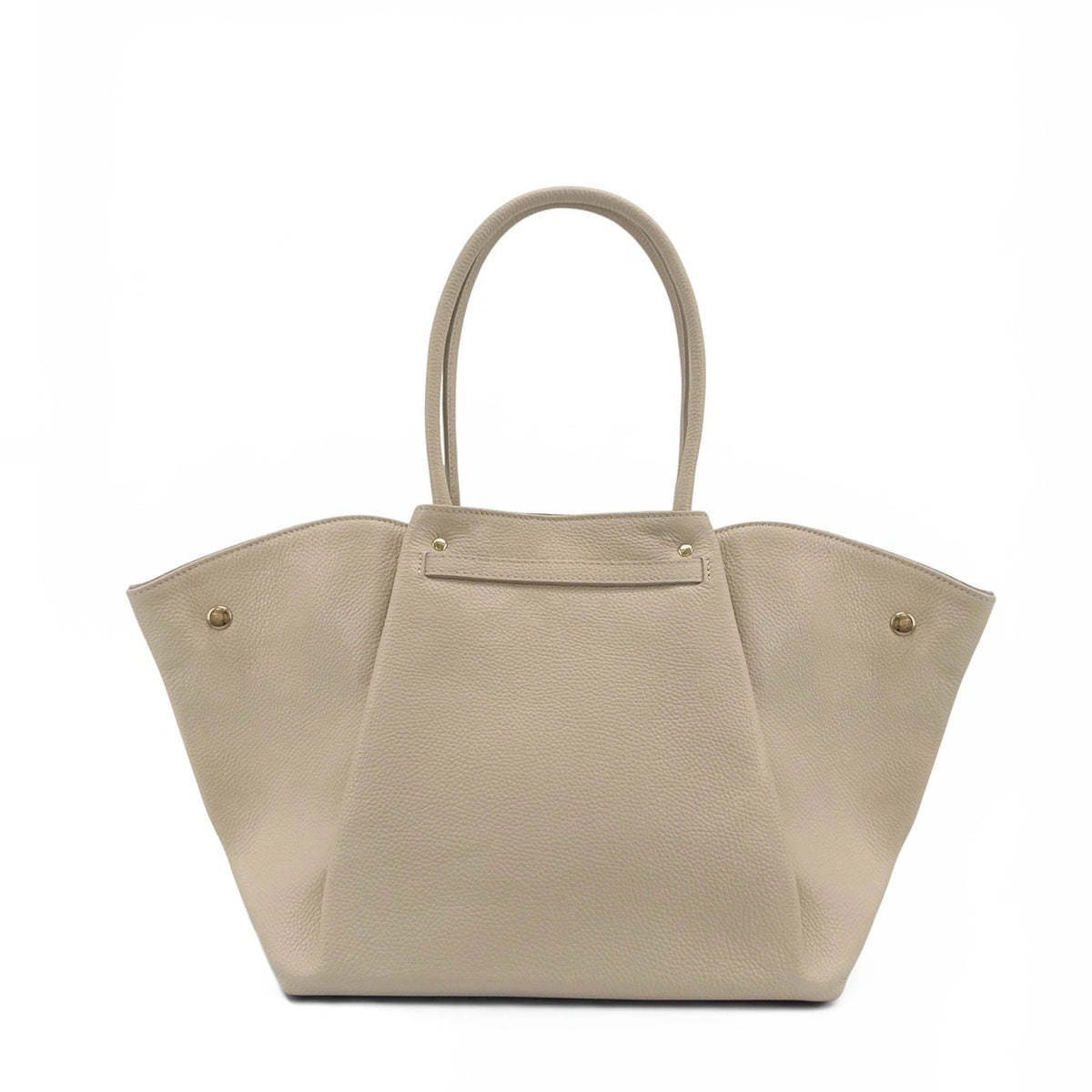 CAMPUS grained leather tote bag, Cream beige