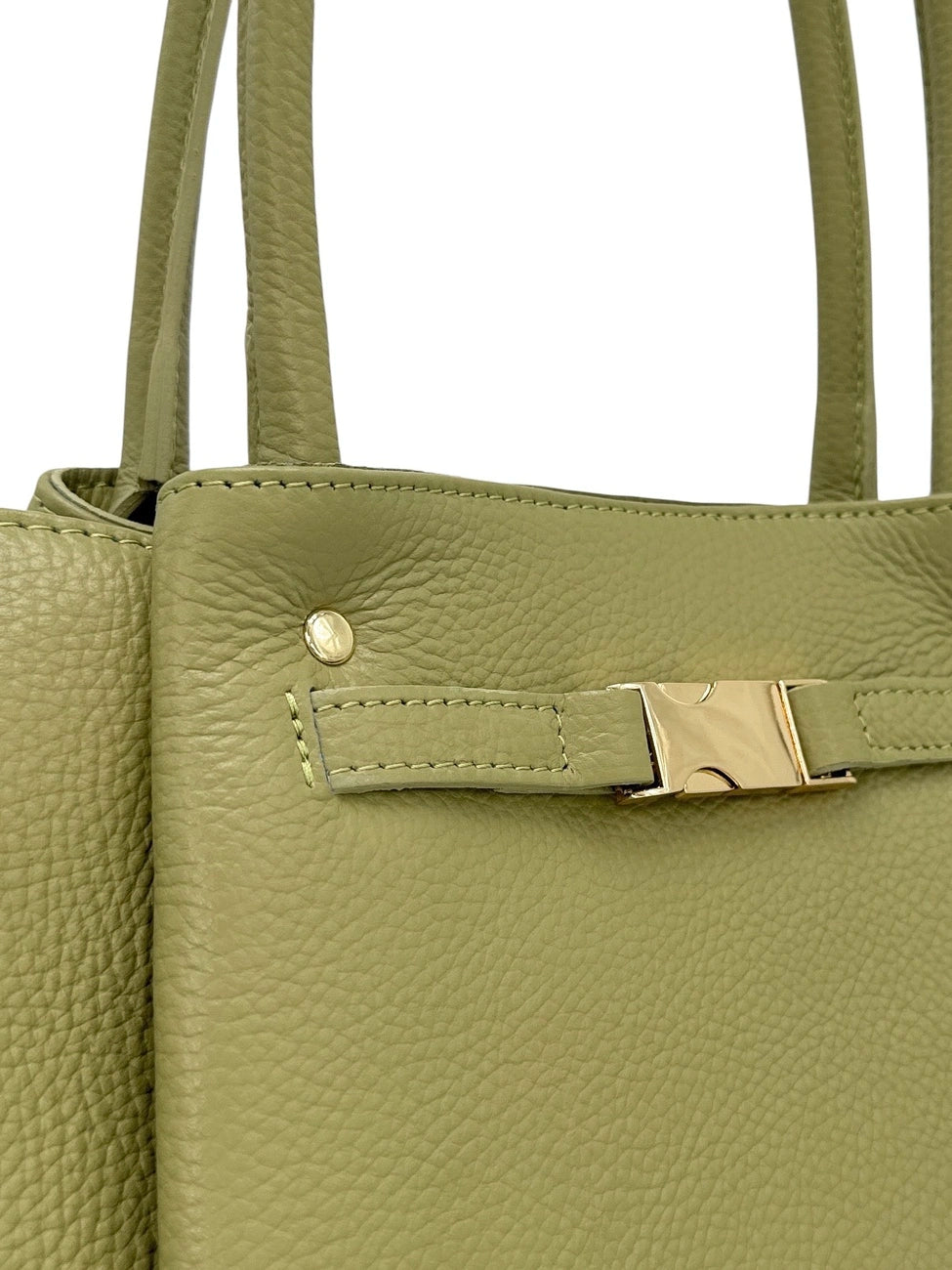 Shopper aus genarbtem Leder CAMPUS in Matcha-Latte-Grün