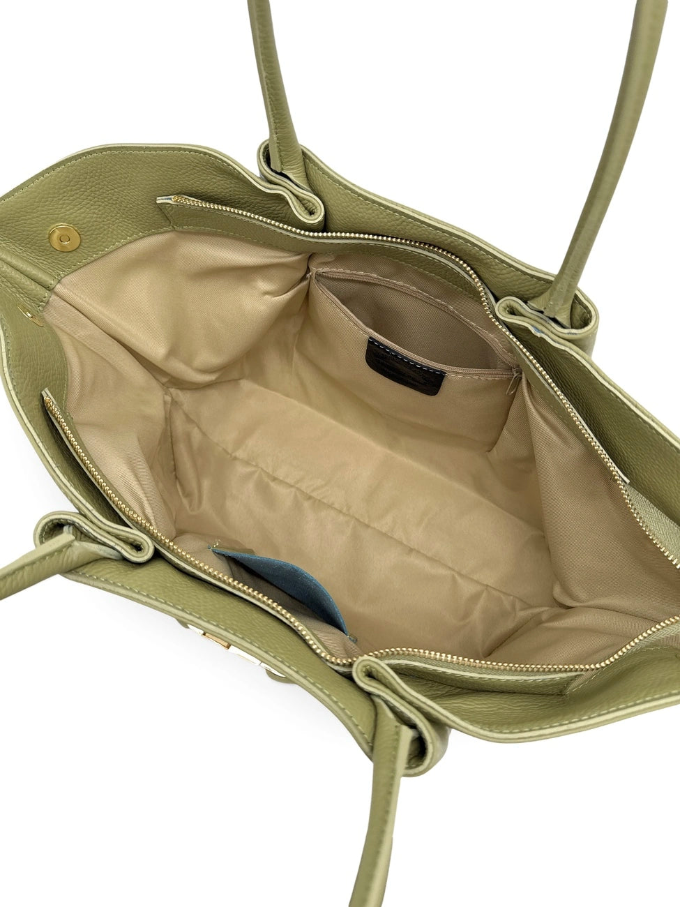 Shopper aus genarbtem Leder CAMPUS in Matcha-Latte-Grün