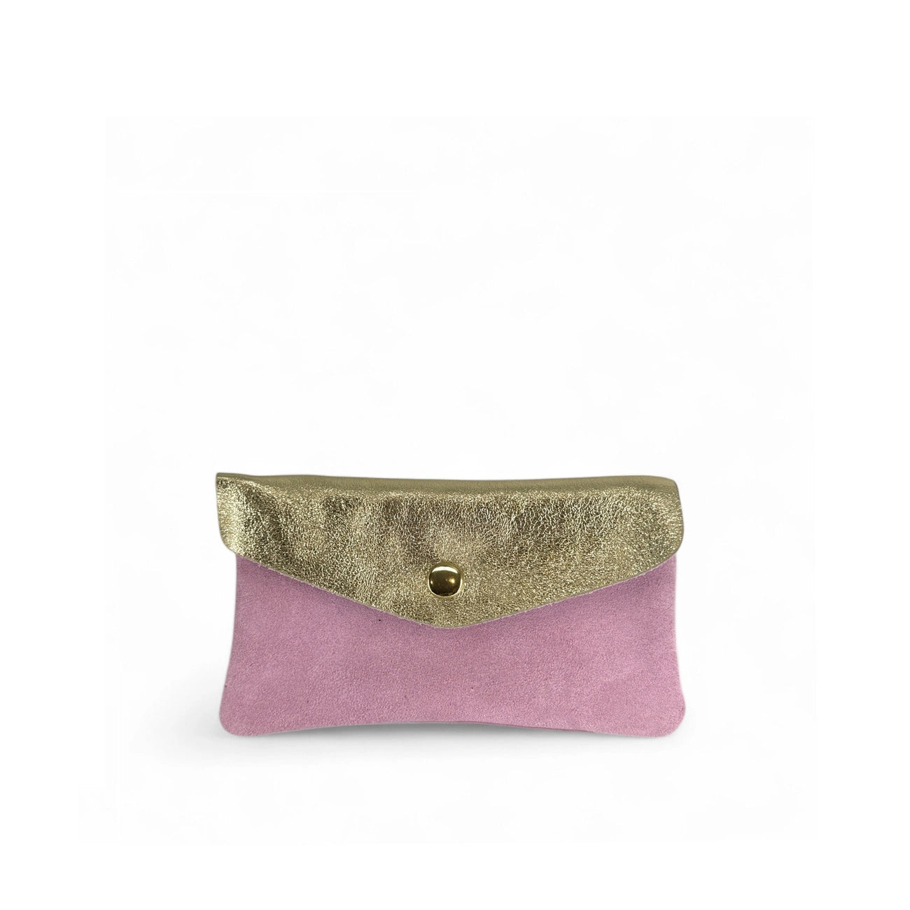 Pochette portamonete in pelle scamosciata e pelle iridescente COMBI Rosa orchidea