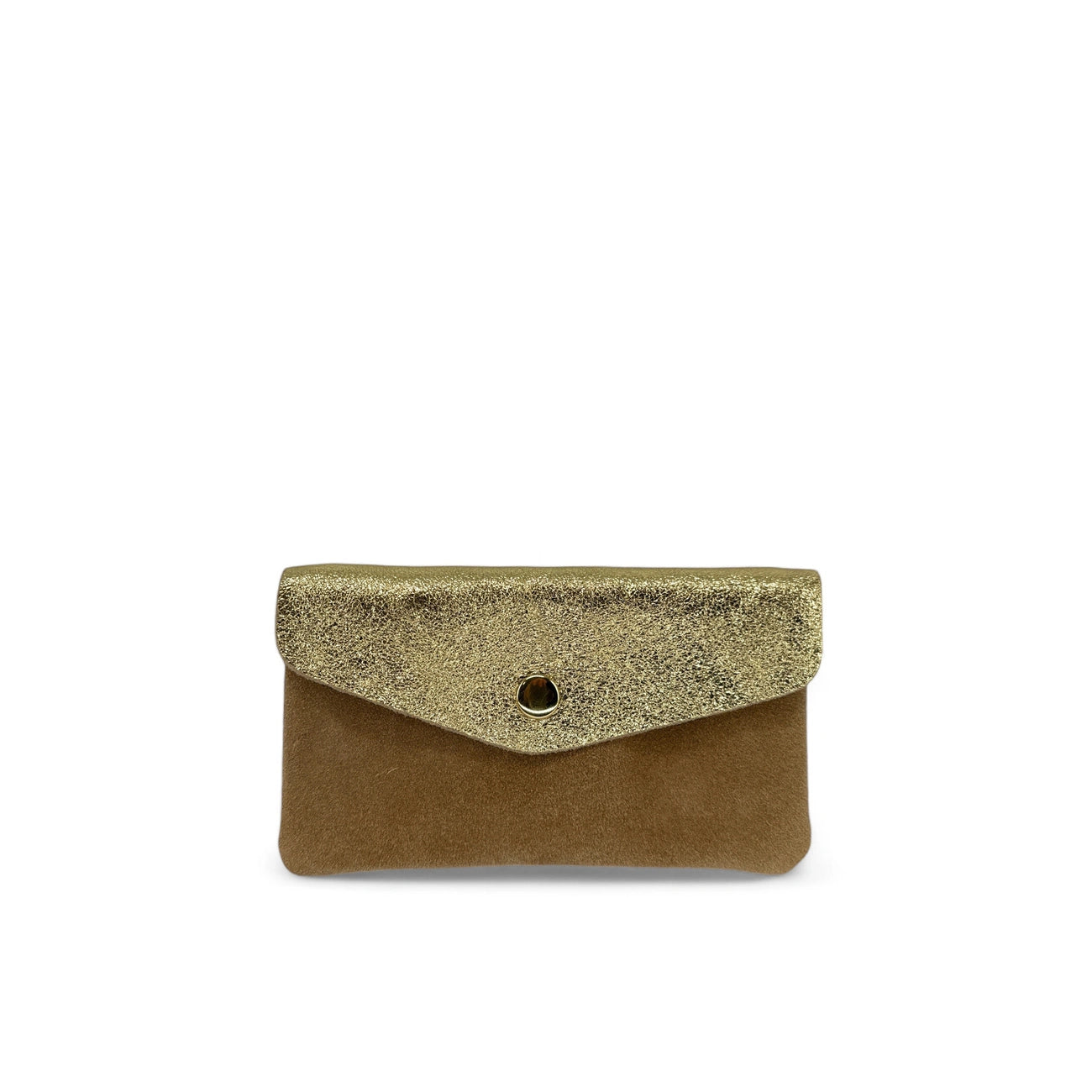 Pochette porte-monnaie en daim et cuir irisé COMBI Taupe