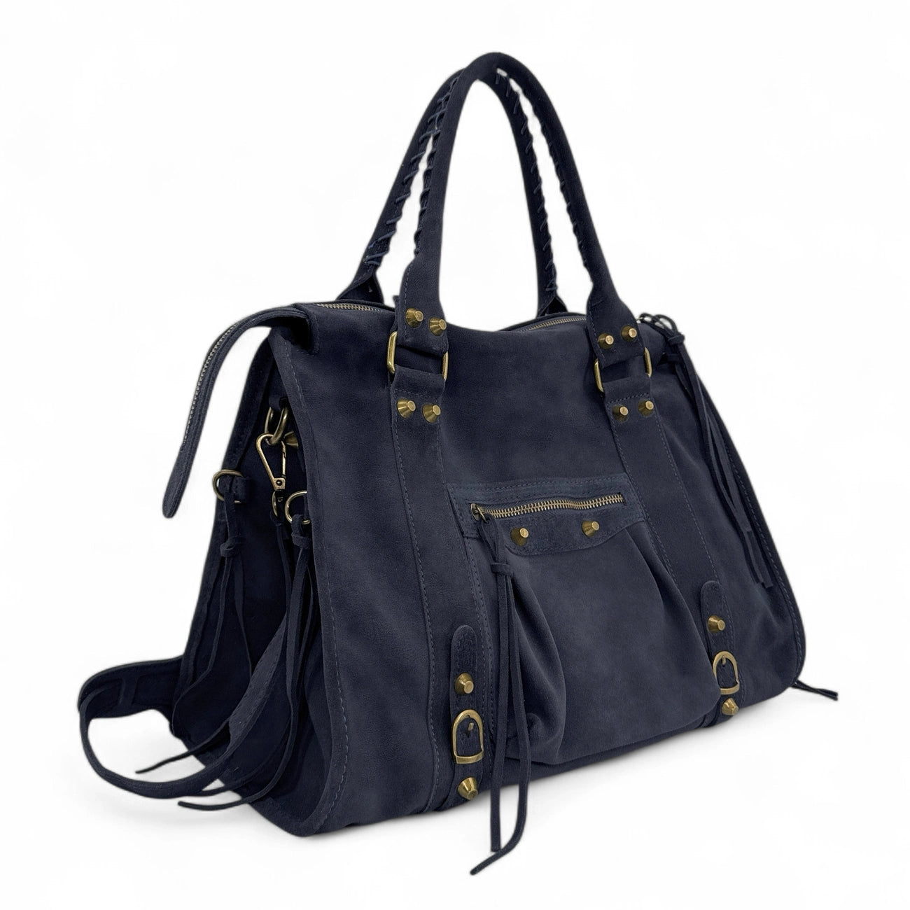 Grand sac à main en daim STORM SUEDE XL Bleu marine