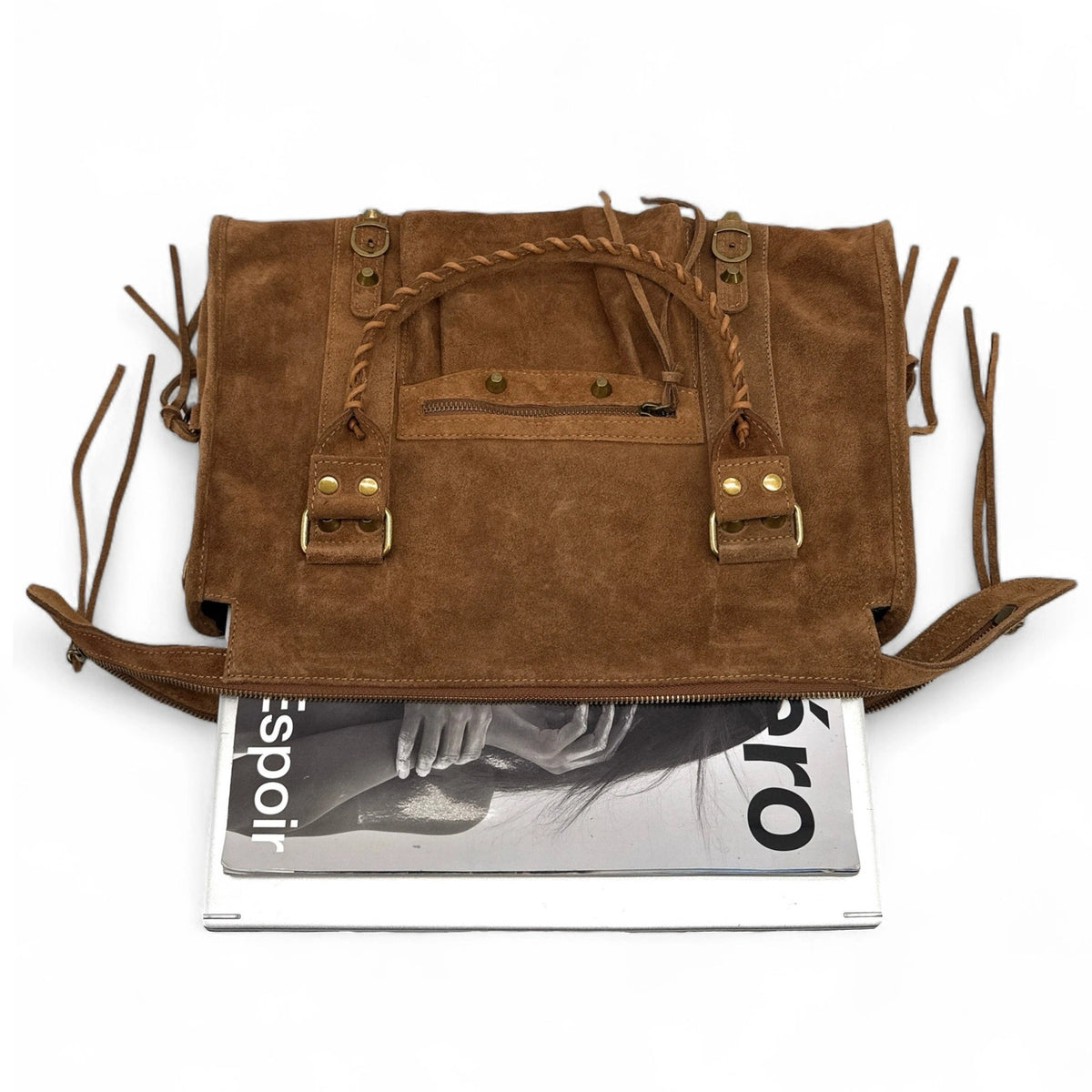 Bolso grande de ante STORM SUEDE XL camel oscuro