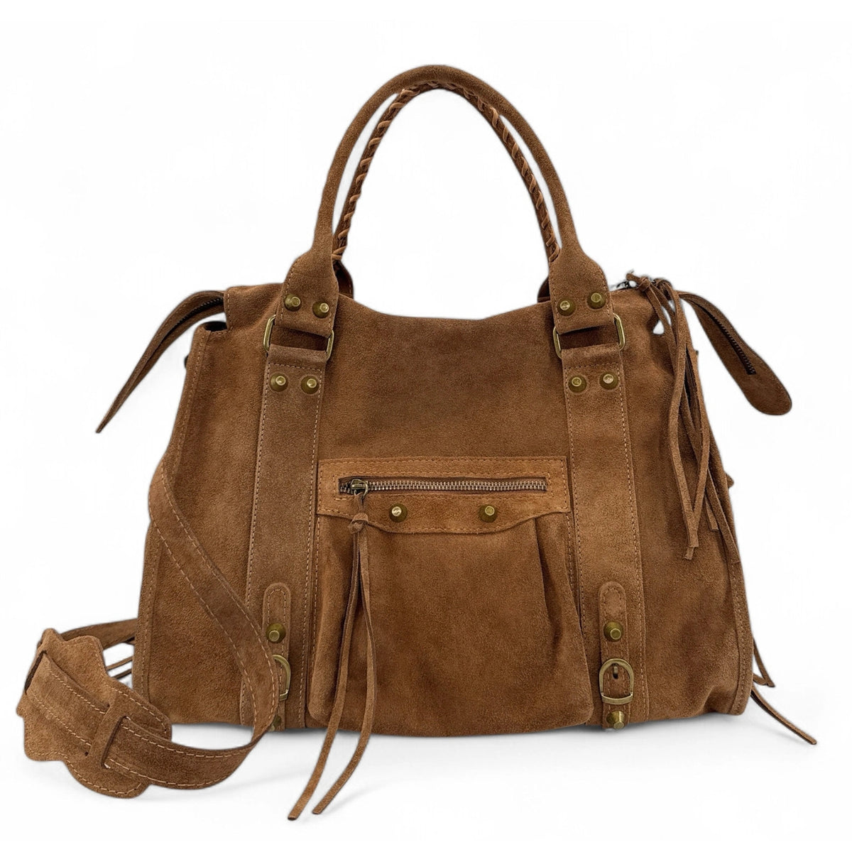 Bolso grande de ante STORM SUEDE XL camel oscuro