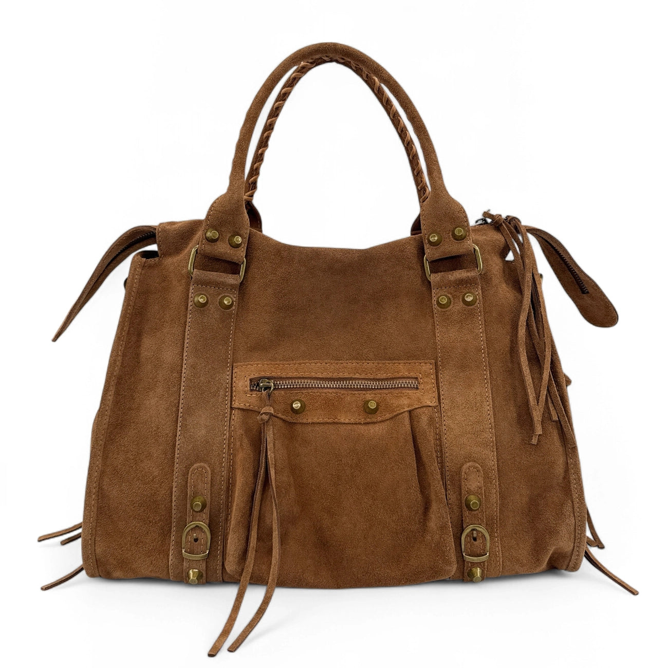 Grand sac à main en daim STORM SUEDE XL Camel foncé