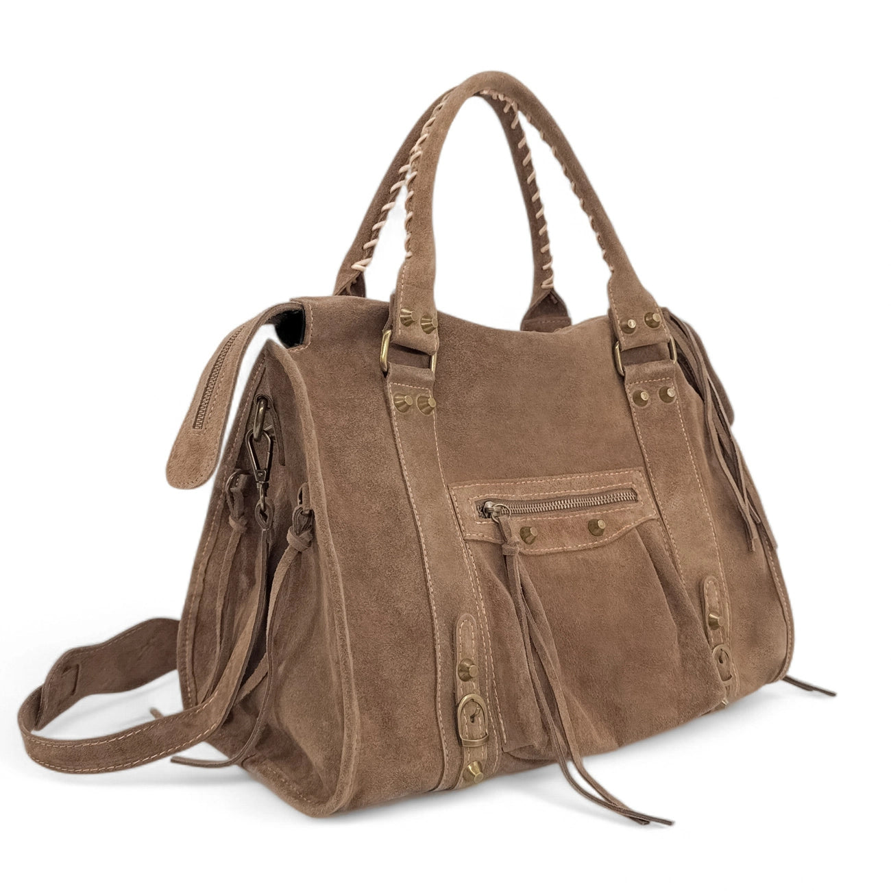Grand sac à main en daim STORM SUEDE XL Mocha mousse