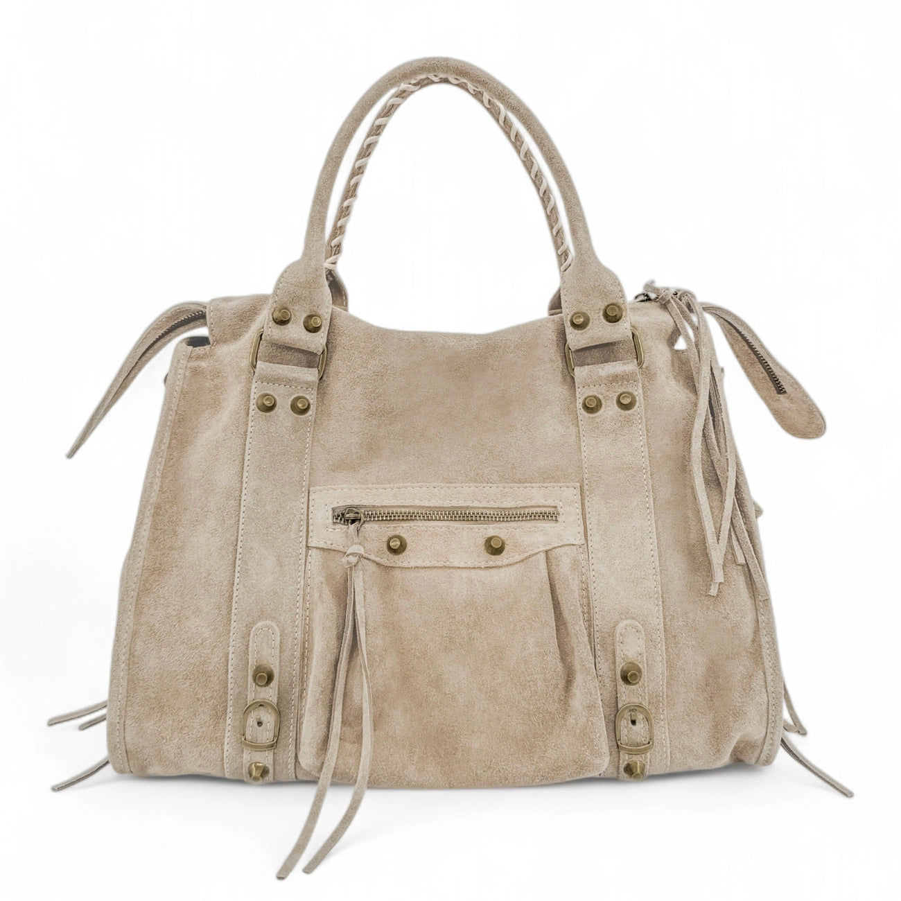 Grand sac à main en daim STORM SUEDE XL Taupe clair