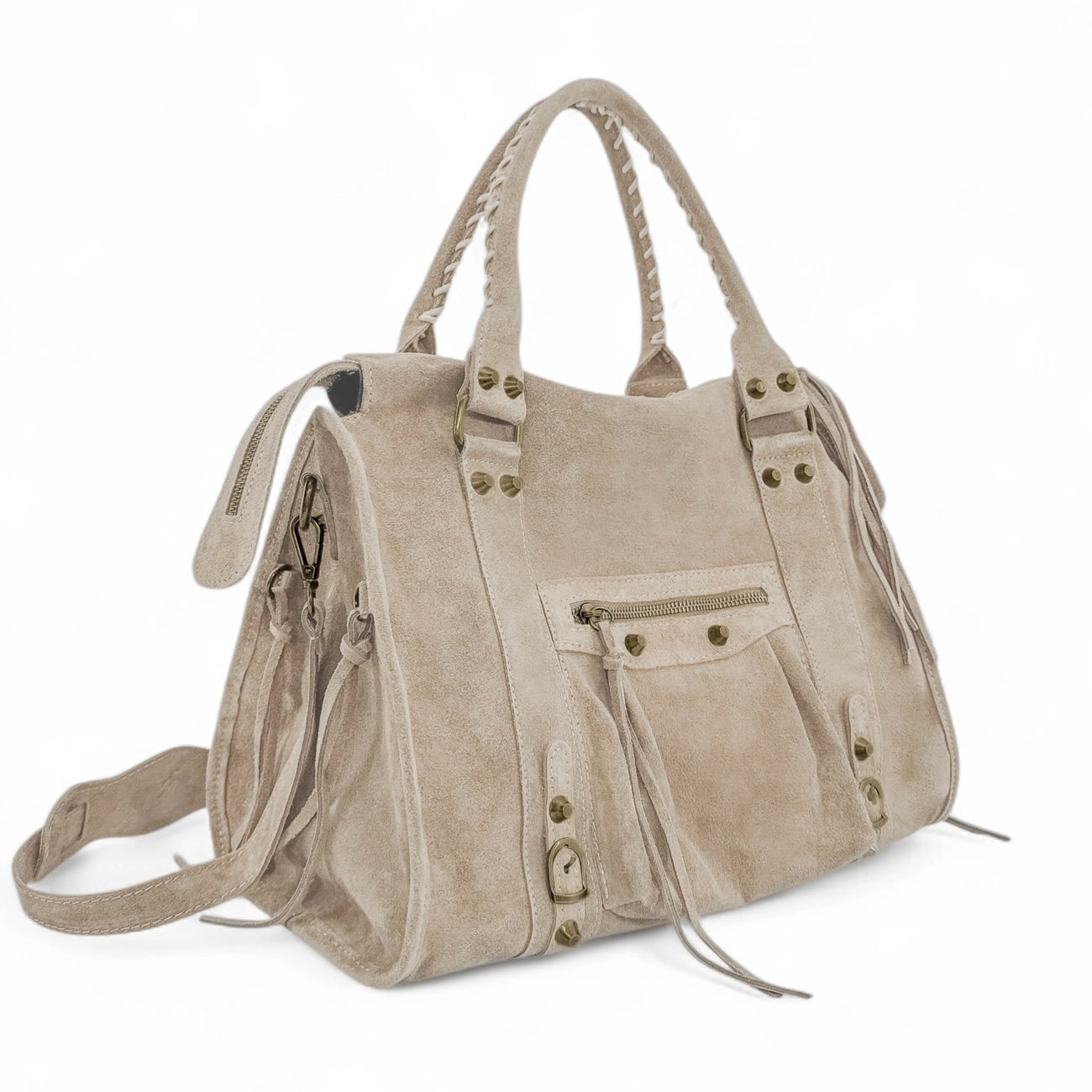 Grand sac à main en daim STORM SUEDE XL Taupe clair