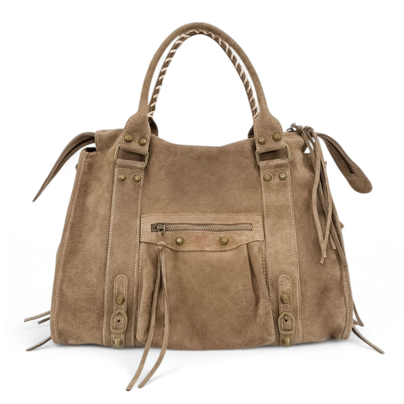 Grand sac à main en daim STORM SUEDE XL Taupe foncé