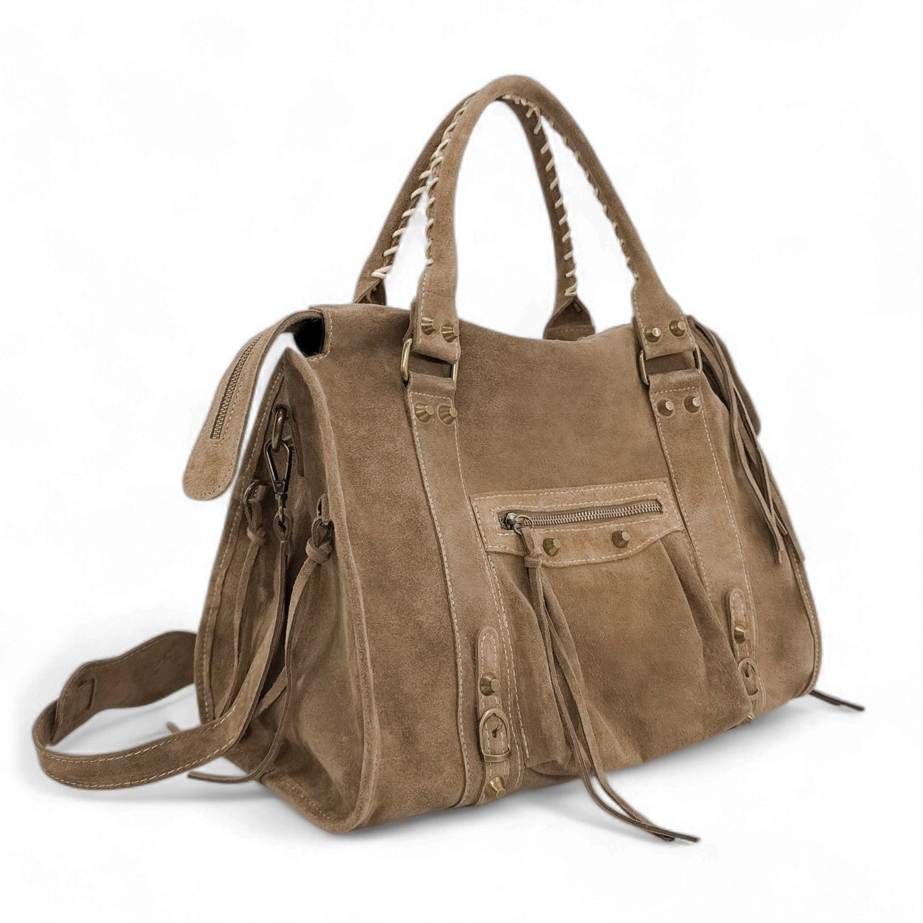 Grand sac à main en daim STORM SUEDE XL Taupe foncé