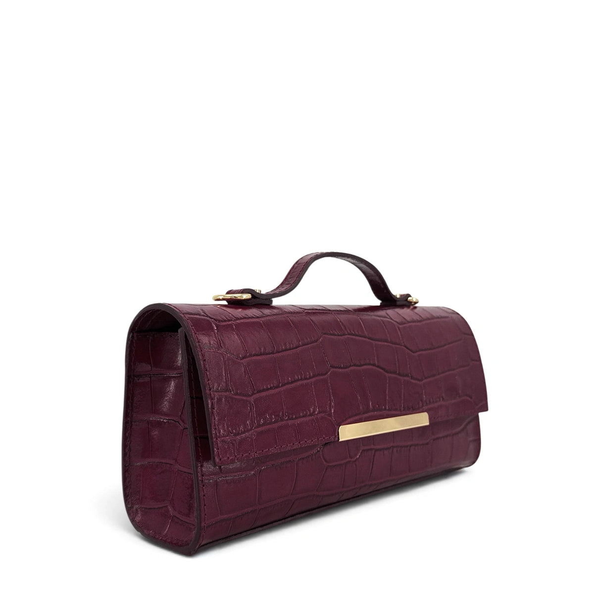 Sac East West en cuir à motif crocodile NOLA Burgundy