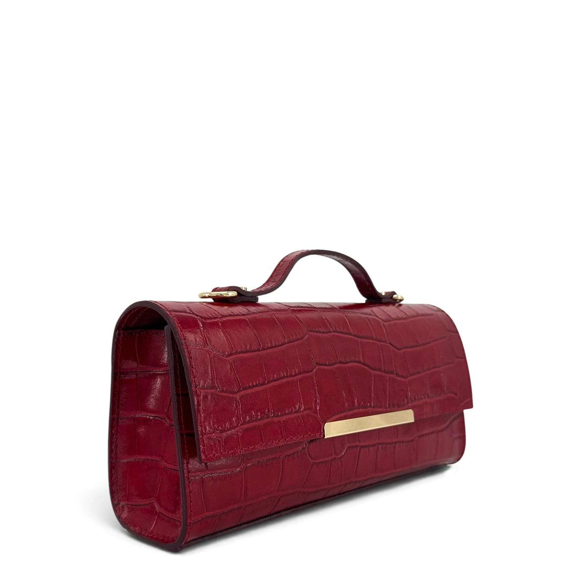Sac East West en cuir à motif crocodile NOLA Rouge rubis