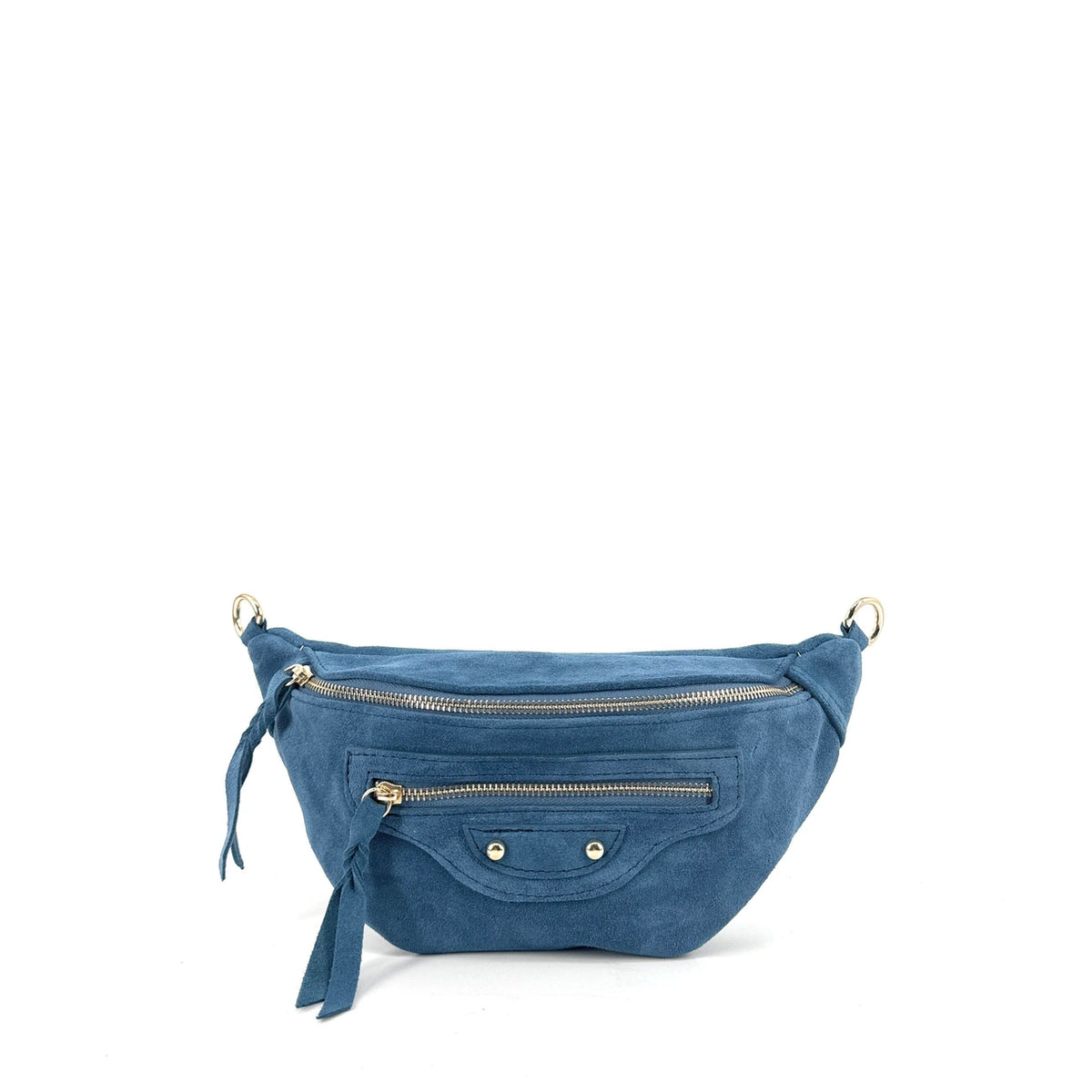 Sac banane en daim LOUKA Bleu denim