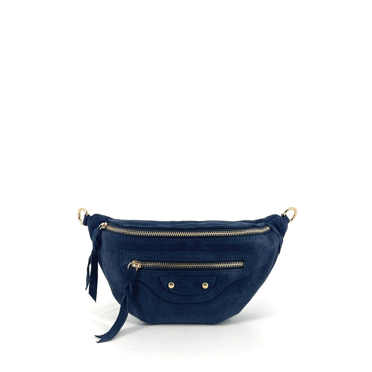 Sac banane en daim LOUKA Bleu marine