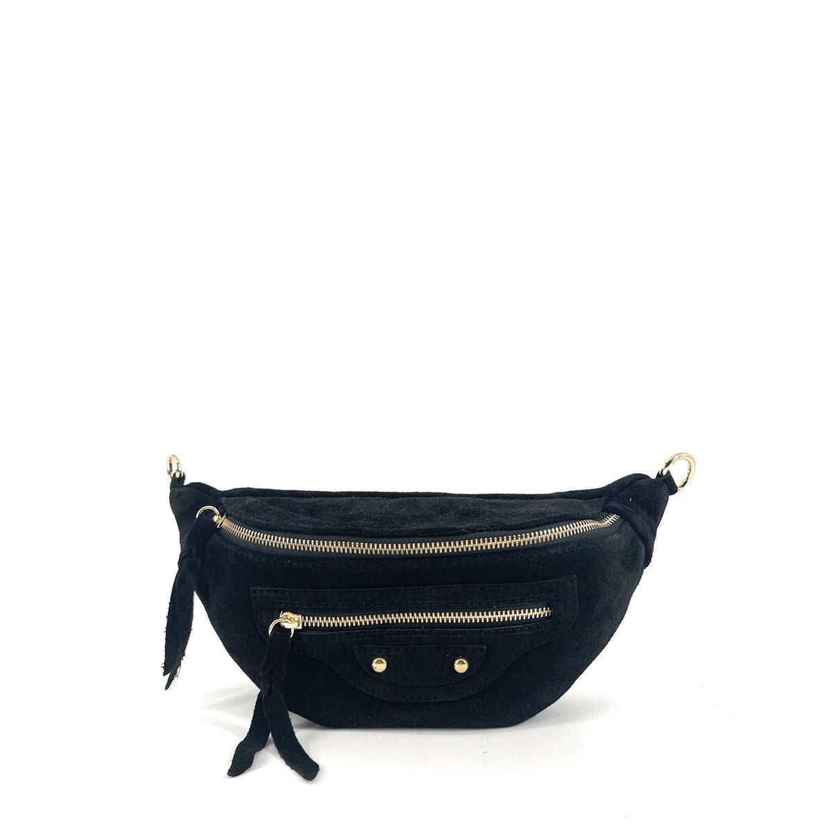 Sac banane en daim LOUKA Noir
