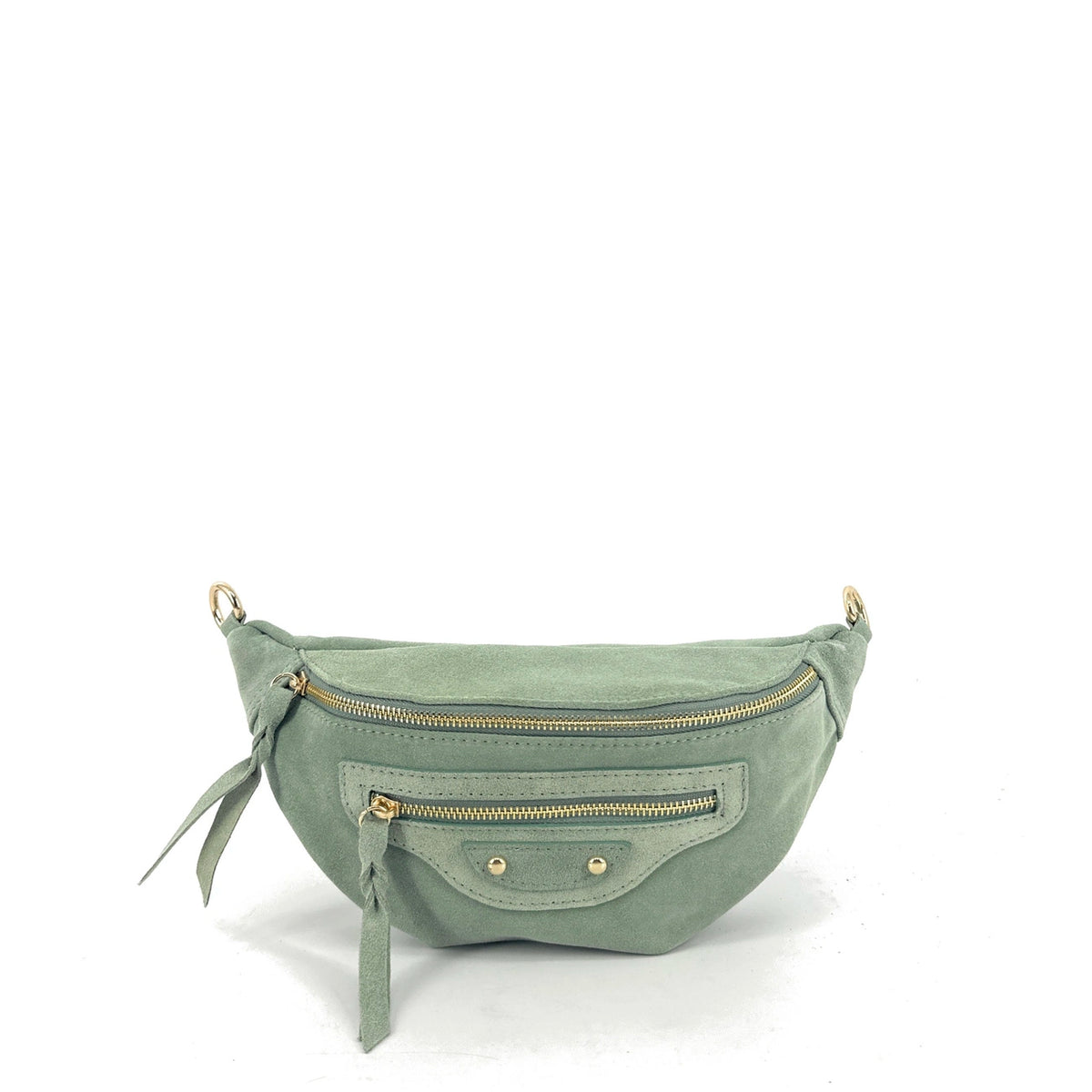 Sac banane en daim LOUKA Vert amande