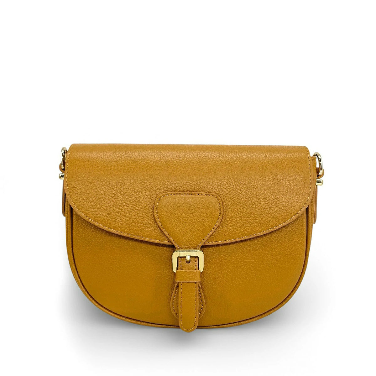 Crossbody-Tasche aus genarbtem Leder MASINA Senfgelb