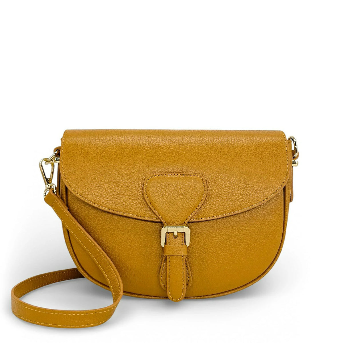 Crossbody-Tasche aus genarbtem Leder MASINA Senfgelb