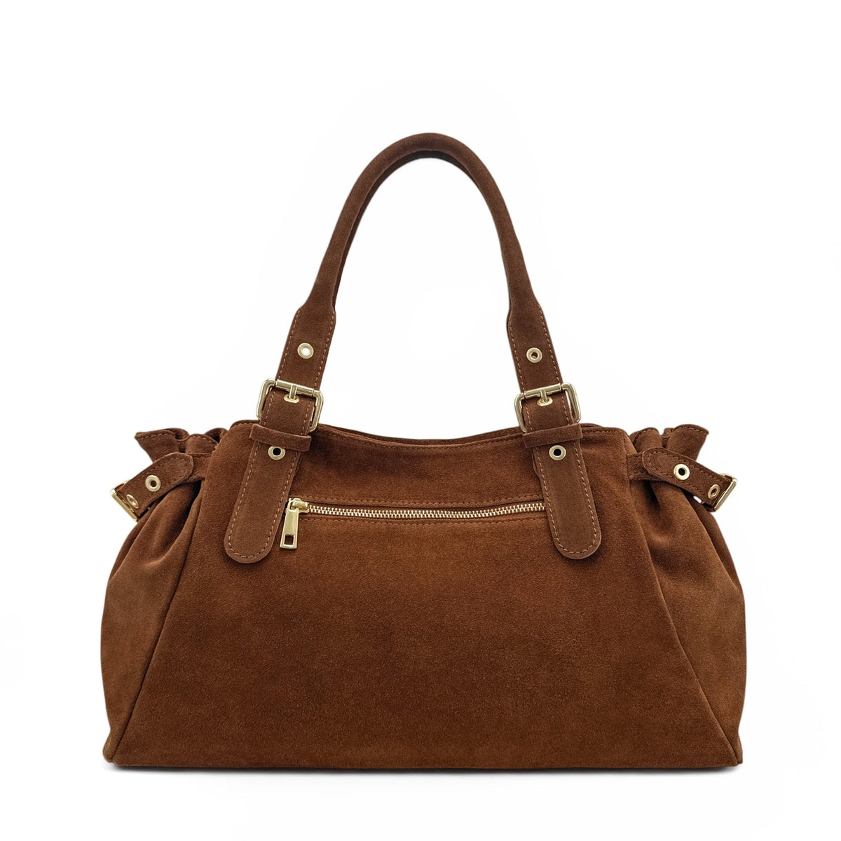 Borsa bowling in pelle scamosciata NEW PRINCESS SUEDE XL Marrone cannella