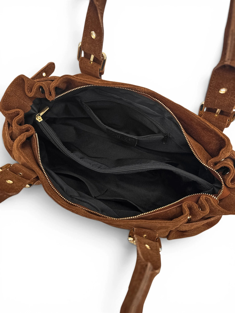 Borsa bowling in pelle scamosciata NEW PRINCESS SUEDE XL Marrone cannella