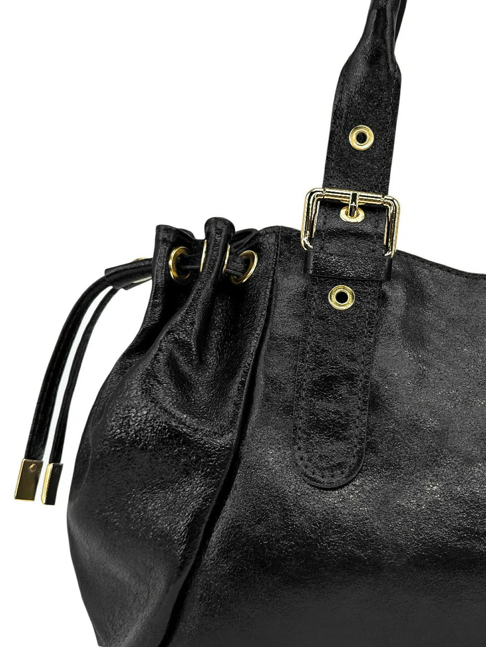 Borsa bowling in pelle metallizzata PRINCESSE GLOW Nero iridescente