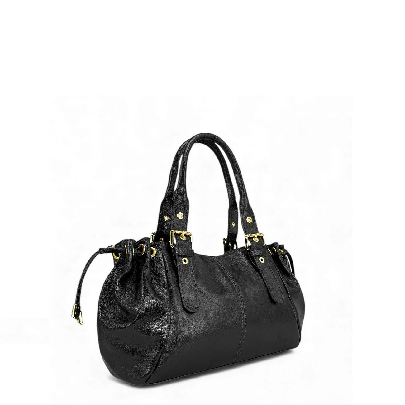 Sac bowling en cuir métallisé PRINCESSE GLOW Noir irisé