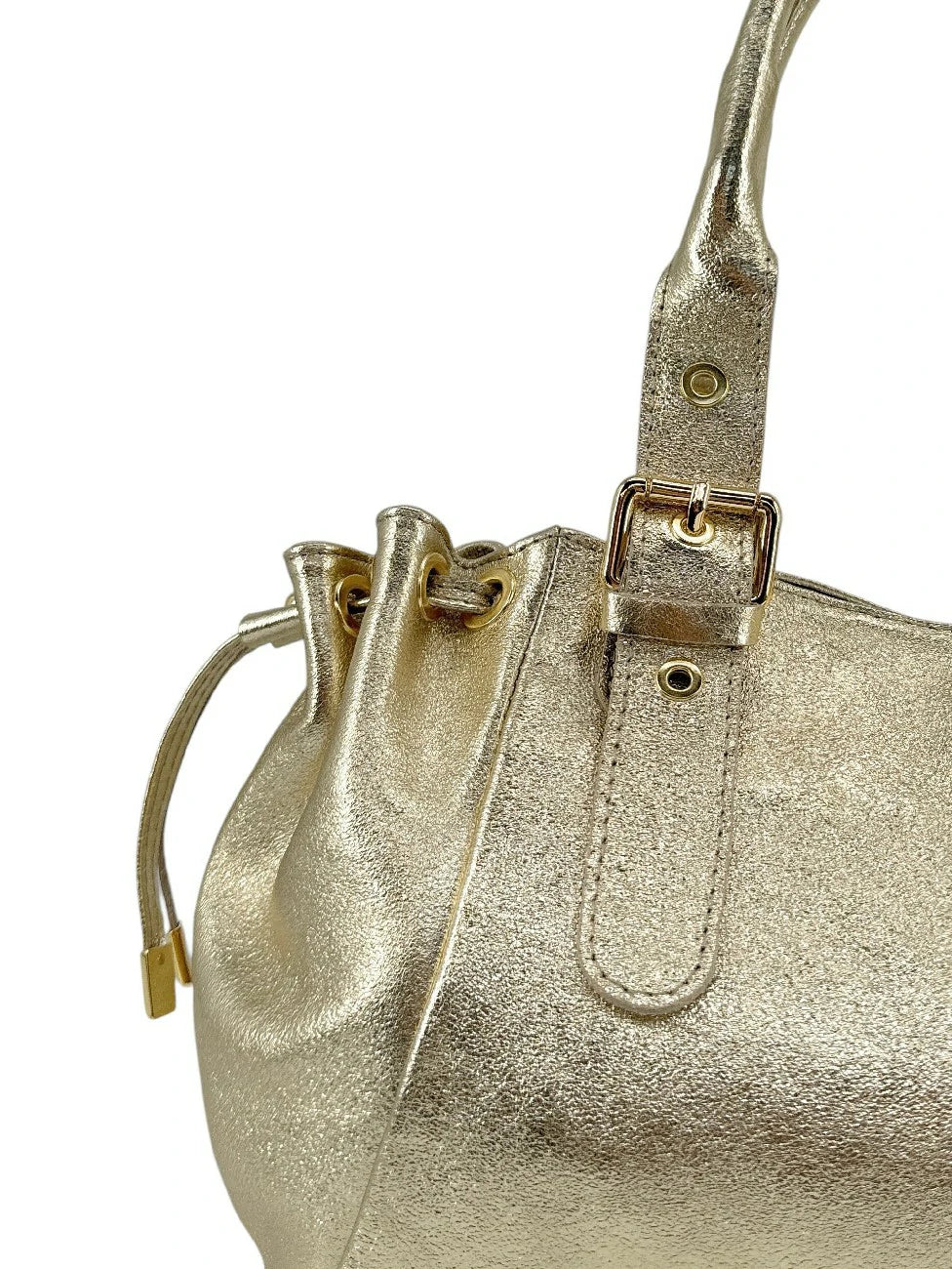 Borsa bowling in pelle metallizzata PRINCESSE GLOW Oro pallido