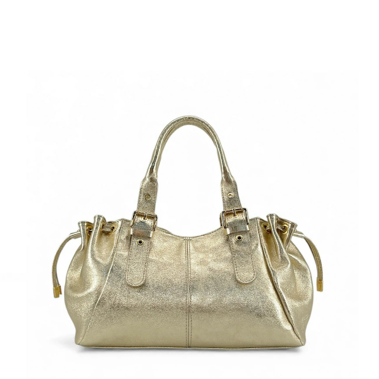 Sac bowling en cuir métallisé PRINCESSE GLOW Or pâle