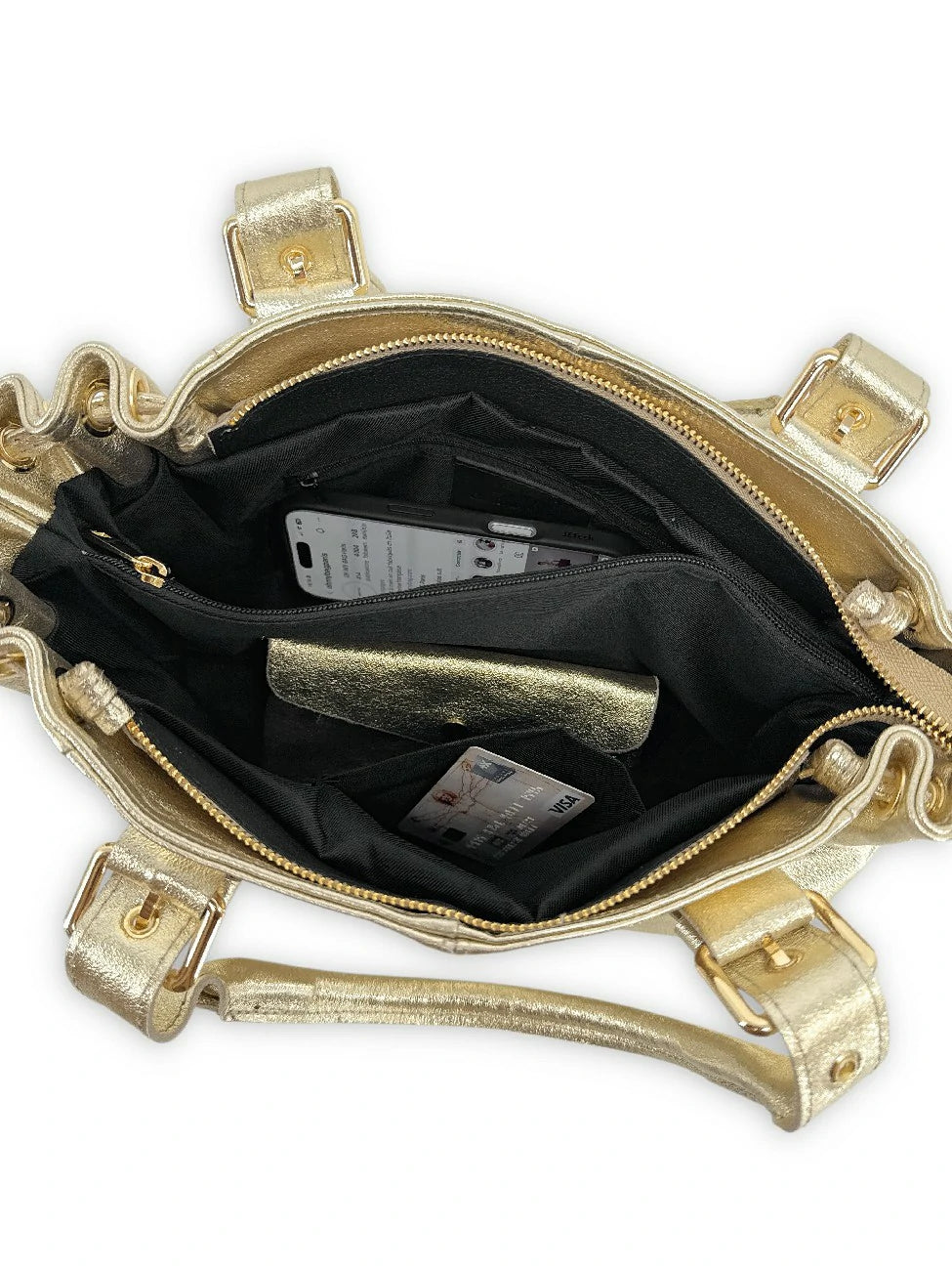 Borsa bowling in pelle metallizzata PRINCESSE GLOW Oro pallido