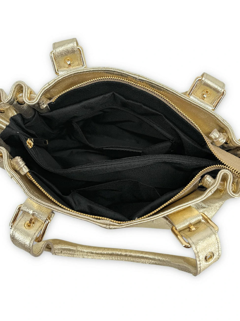 Borsa bowling in pelle metallizzata PRINCESSE GLOW Oro pallido