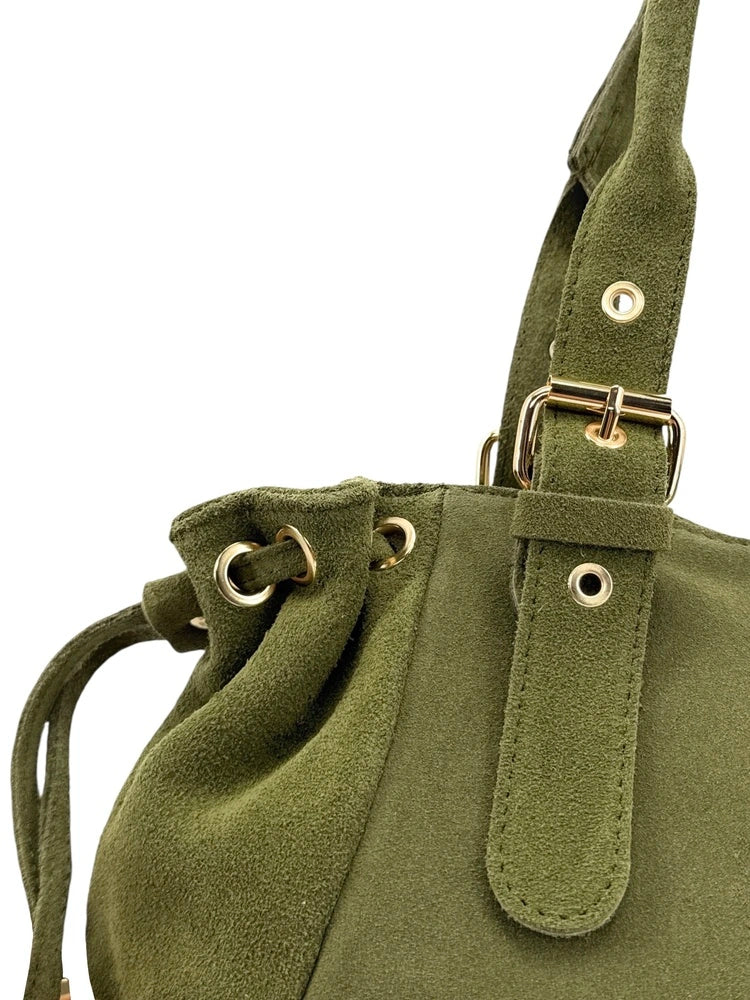 PRINCESSE SUEDE suede bowling bag Olive green