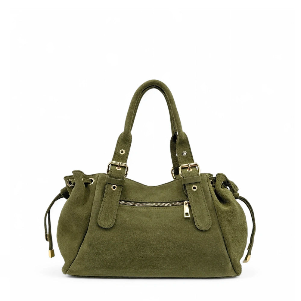 PRINCESSE SUEDE suede bowling bag Olive green