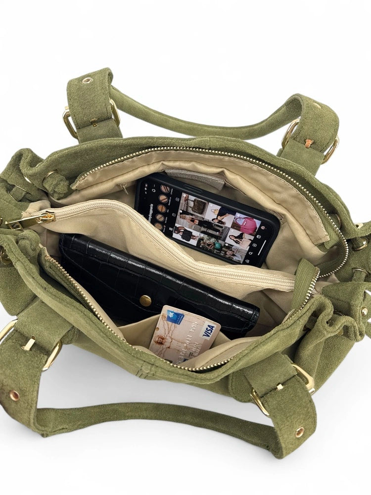 PRINCESSE SUEDE suede bowling bag Olive green