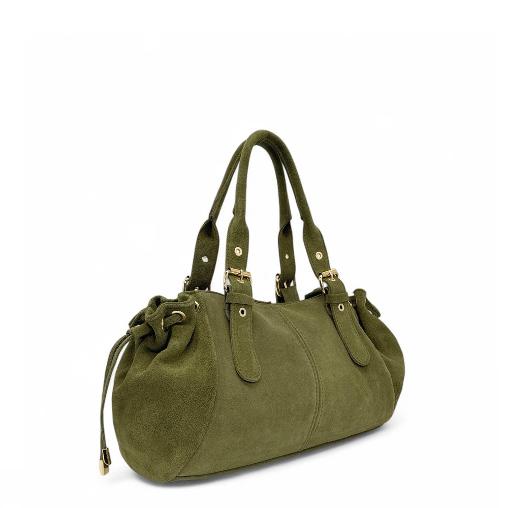 Sac bowling en daim PRINCESSE SUEDE Vert olive