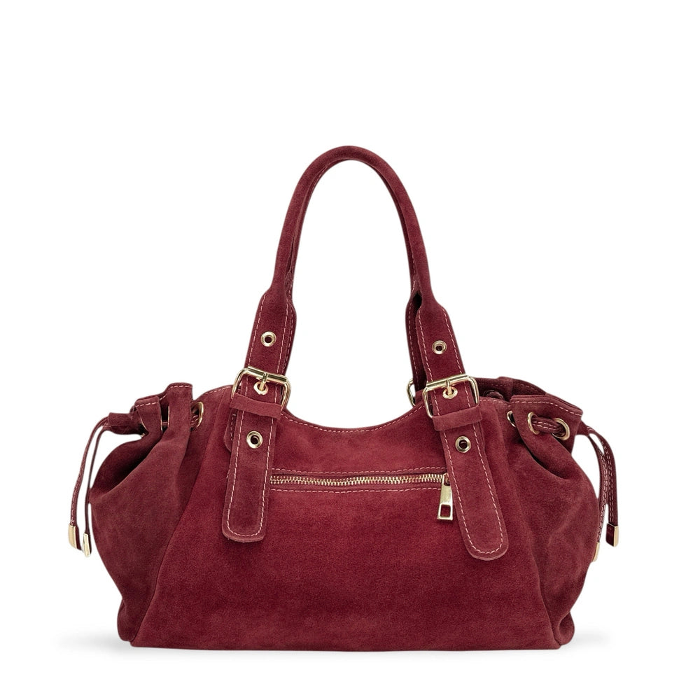 Borsa bowling in pelle scamosciata PRINCESSE SUEDE Bordeaux