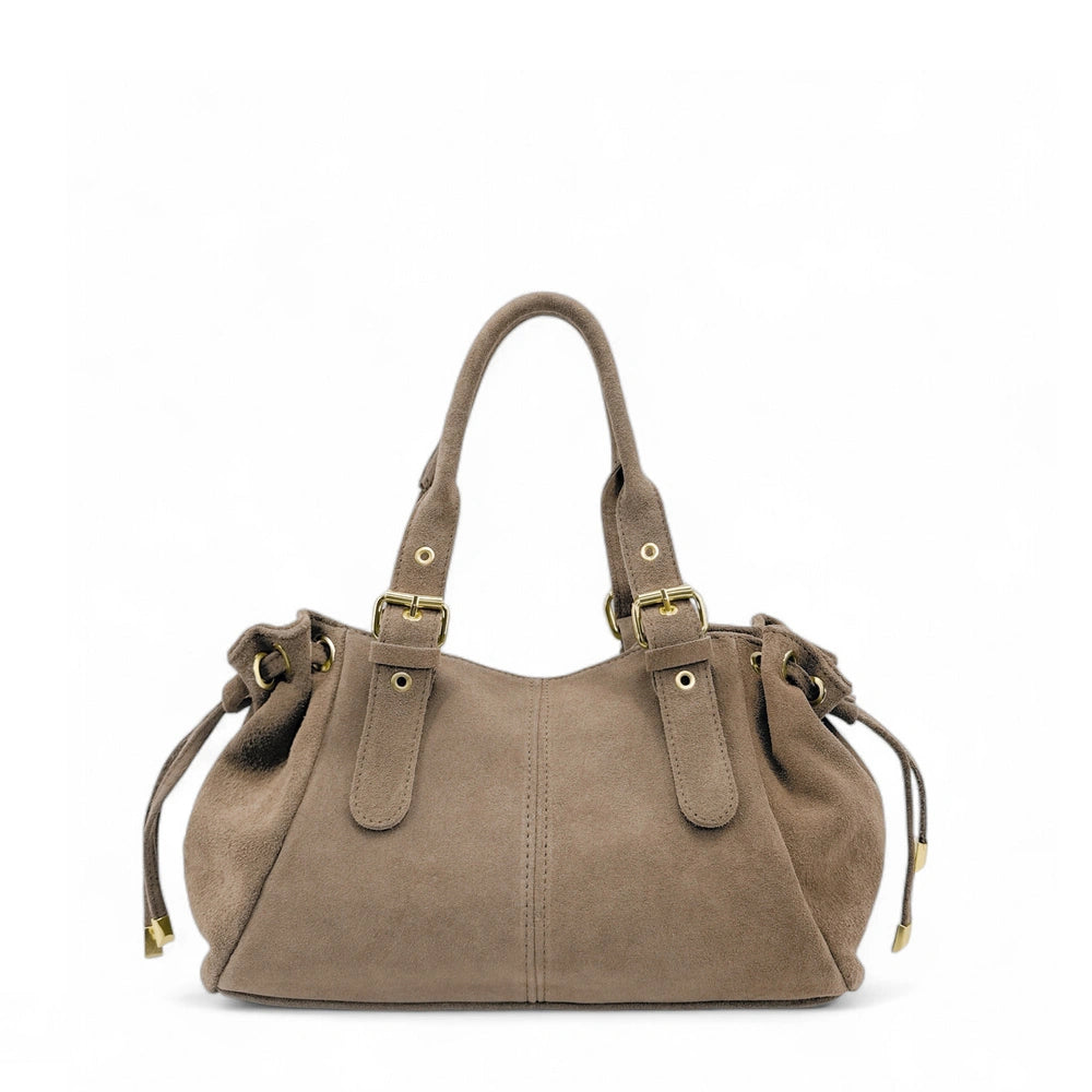 Sac bowling en daim PRINCESSE SUEDE Taupe